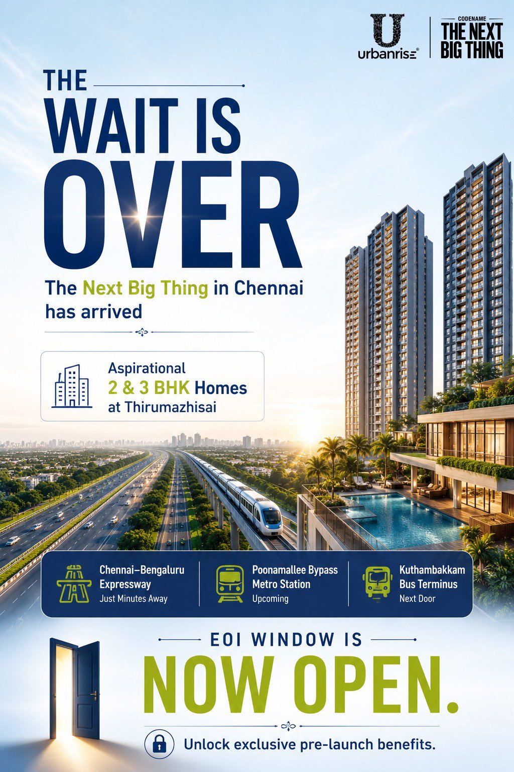 Urbanrise Thirumazhisai skyline and pool deck